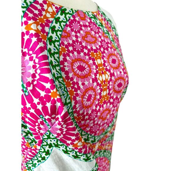 London Times Sheath Dress Size 8 Sleeveless Floral Pink Green White Knee Length - Picture 6 of 10